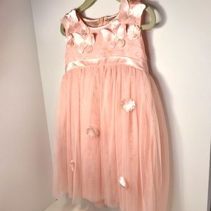 Popatu peach dress with satin butterflies and flowers in size 6